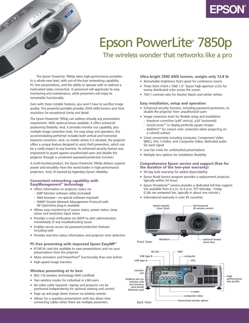 Epson 7850p - PowerLite XGA LCD Projector User manual