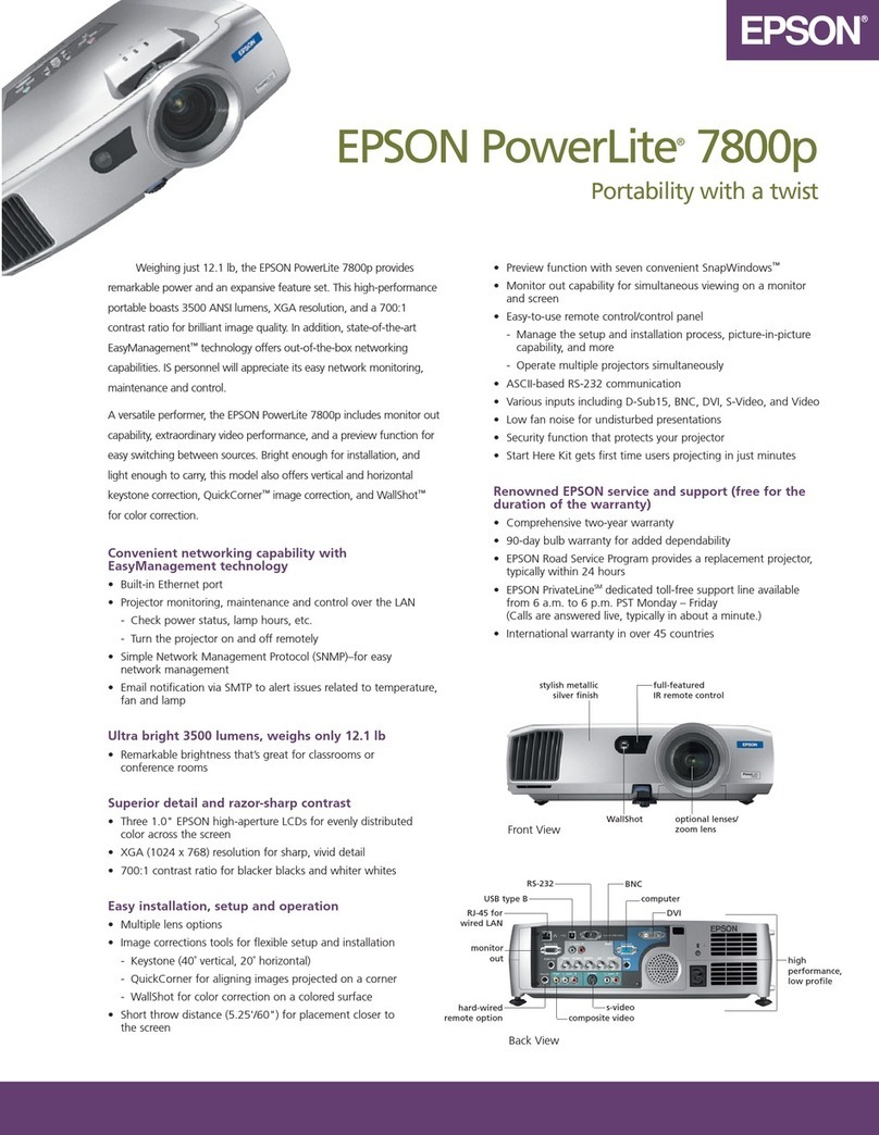 Epson 7800p - PowerLite XGA LCD Projector User manual