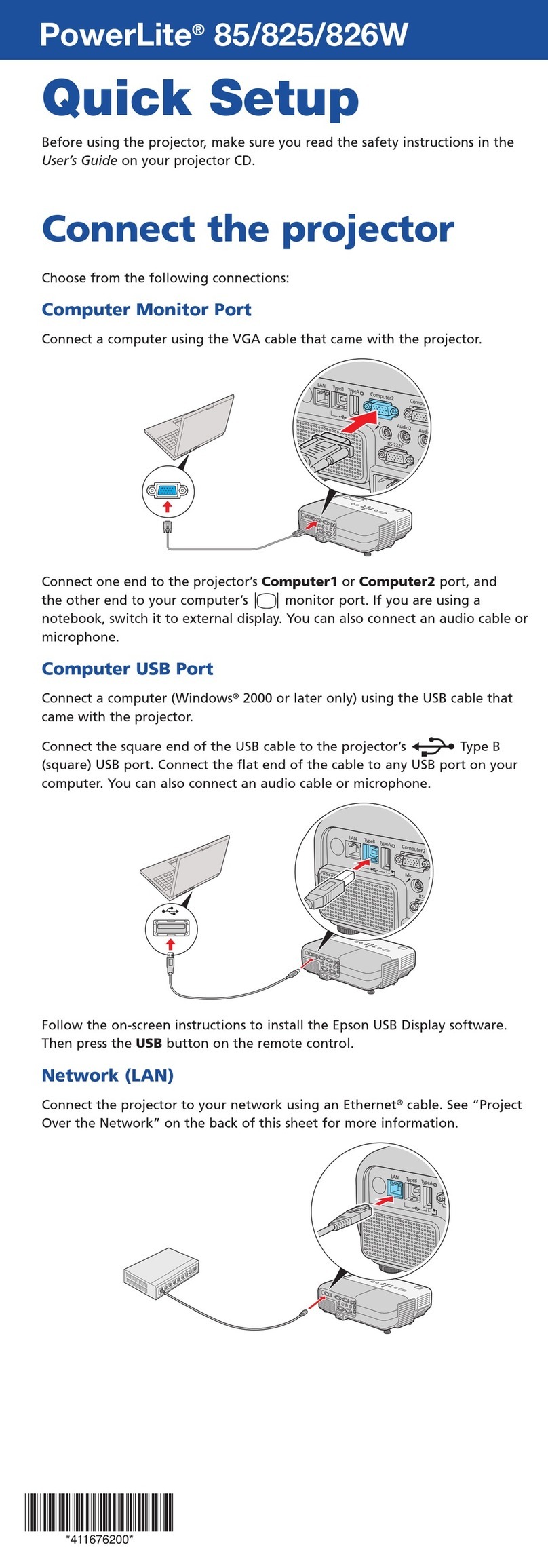Epson PowerLite 85 Specification sheet