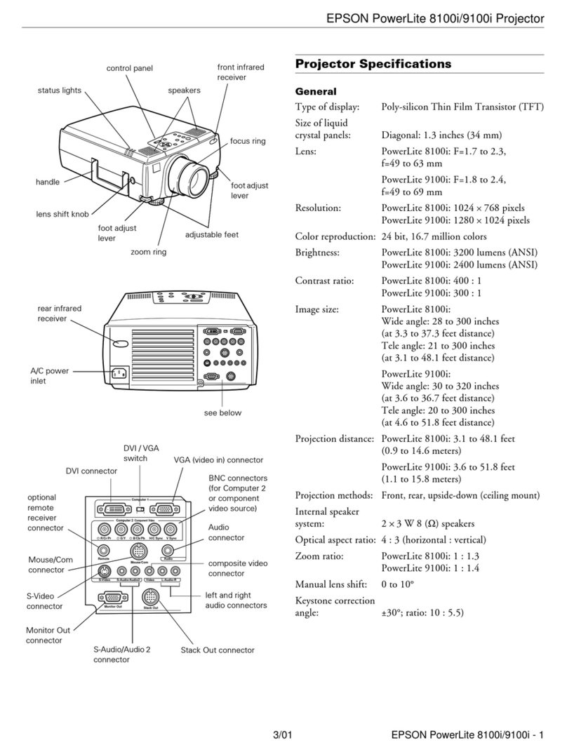 Epson 8100i - PowerLite XGA LCD Projector Installation and operation manual
