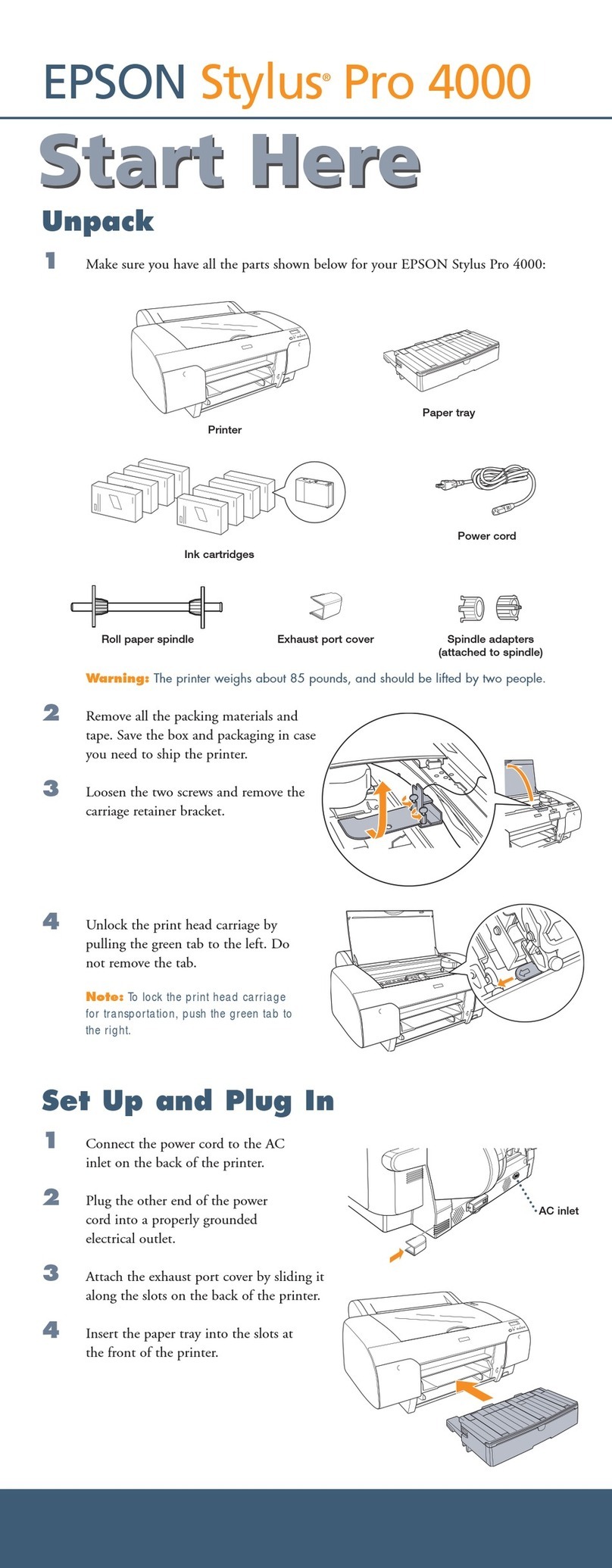 Epson 4000 - Stylus Pro Color Inkjet Printer Instruction Manual