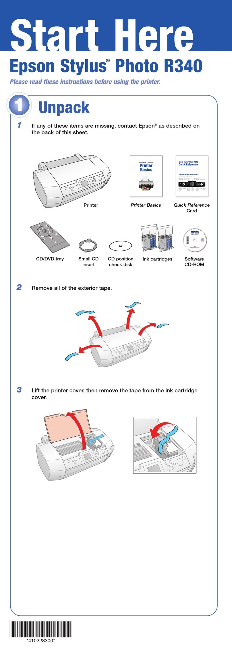 Epson R340 - Stylus Photo Color Inkjet Printer Instruction Manual