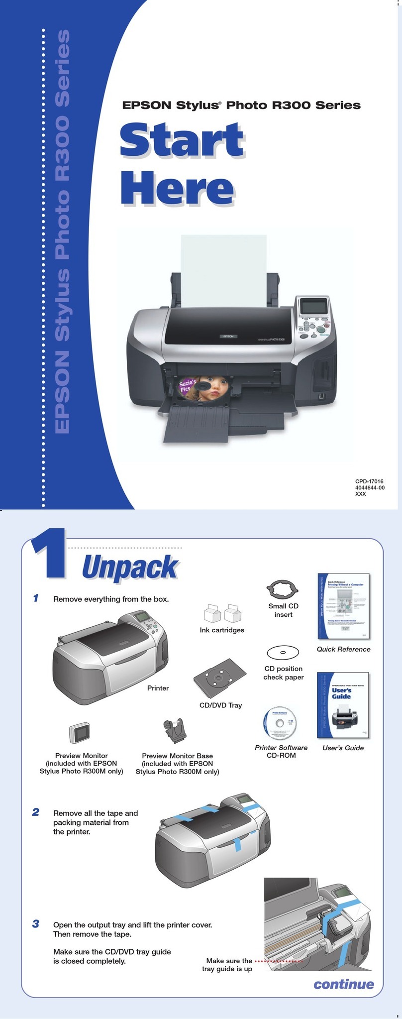 Epson R300 - Stylus Photo Color Inkjet Printer User manual
