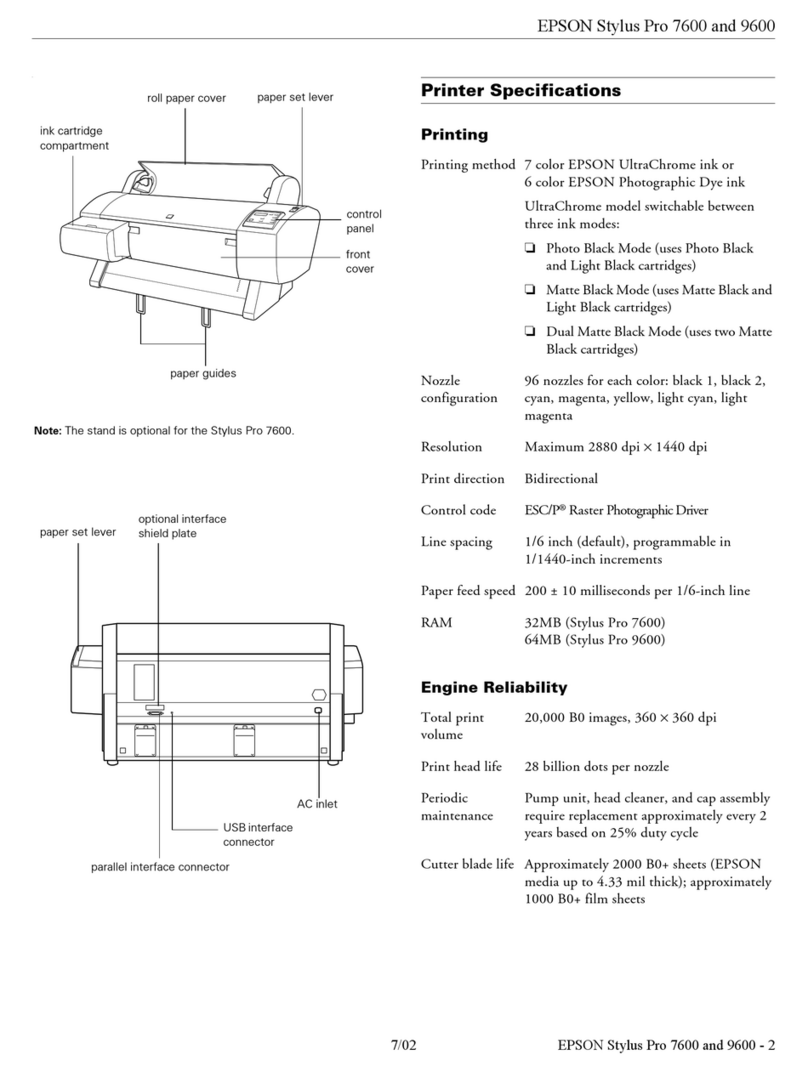Epson Stylus Pro 9600 Photographic Dye Ink User manual