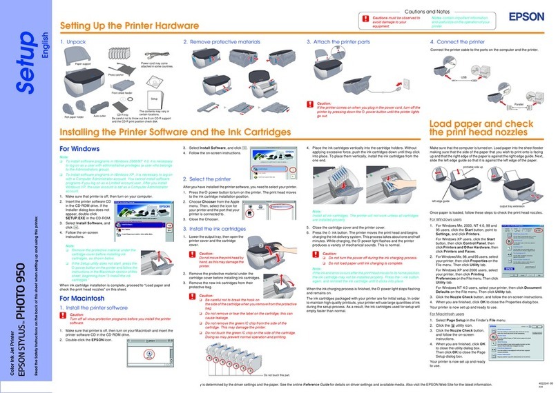 Epson Stylus Photo 950 User manual