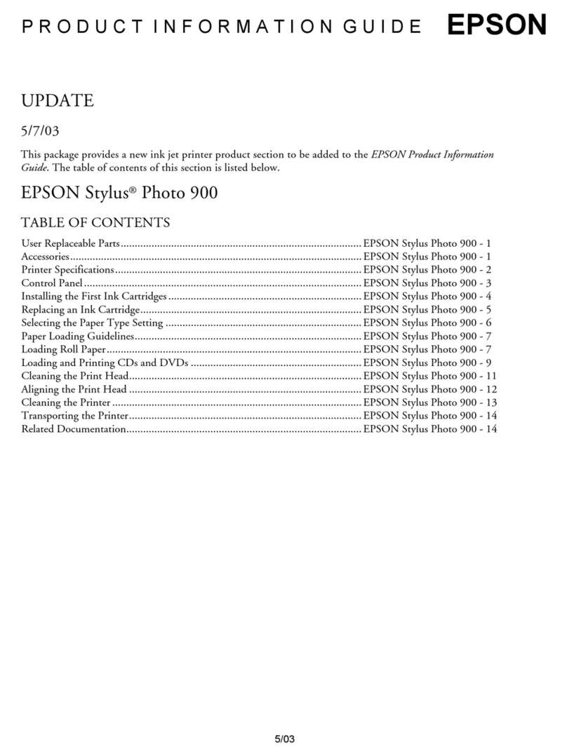 Epson Stylus Photo 900 Installation and operation manual