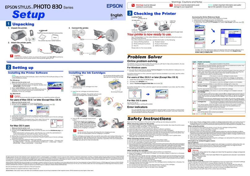 Epson Stylus Photo 830 Series User manual