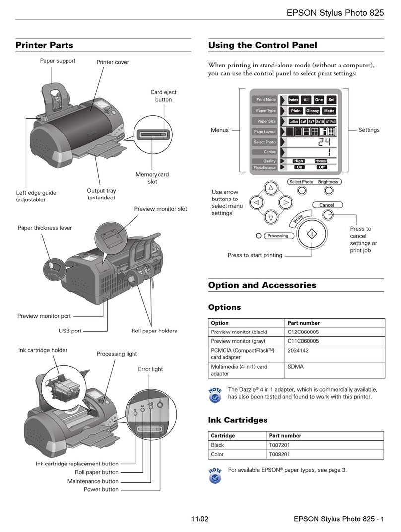 Epson Stylus Photo 825 User manual