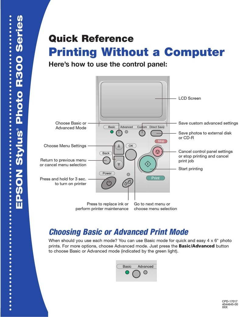 Epson R300 - Stylus Photo Color Inkjet Printer User manual