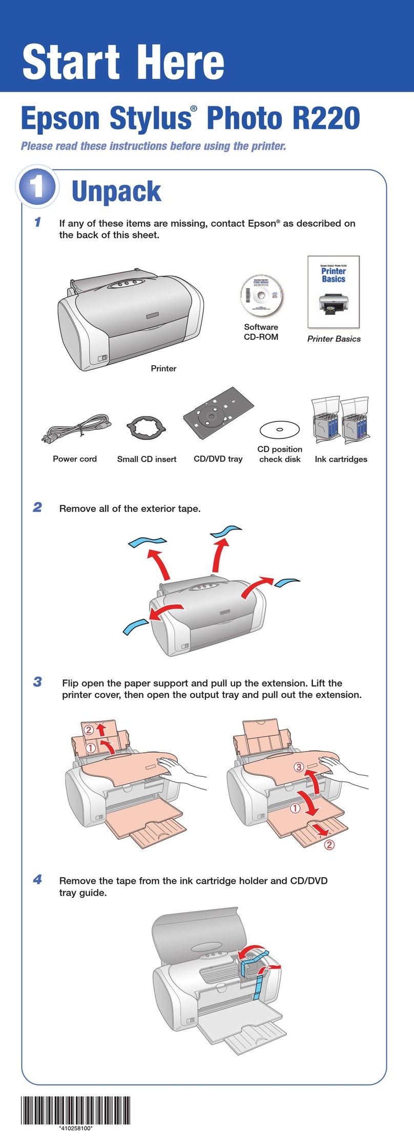 Epson R220 - Stylus Photo Color Inkjet Printer Instruction Manual
