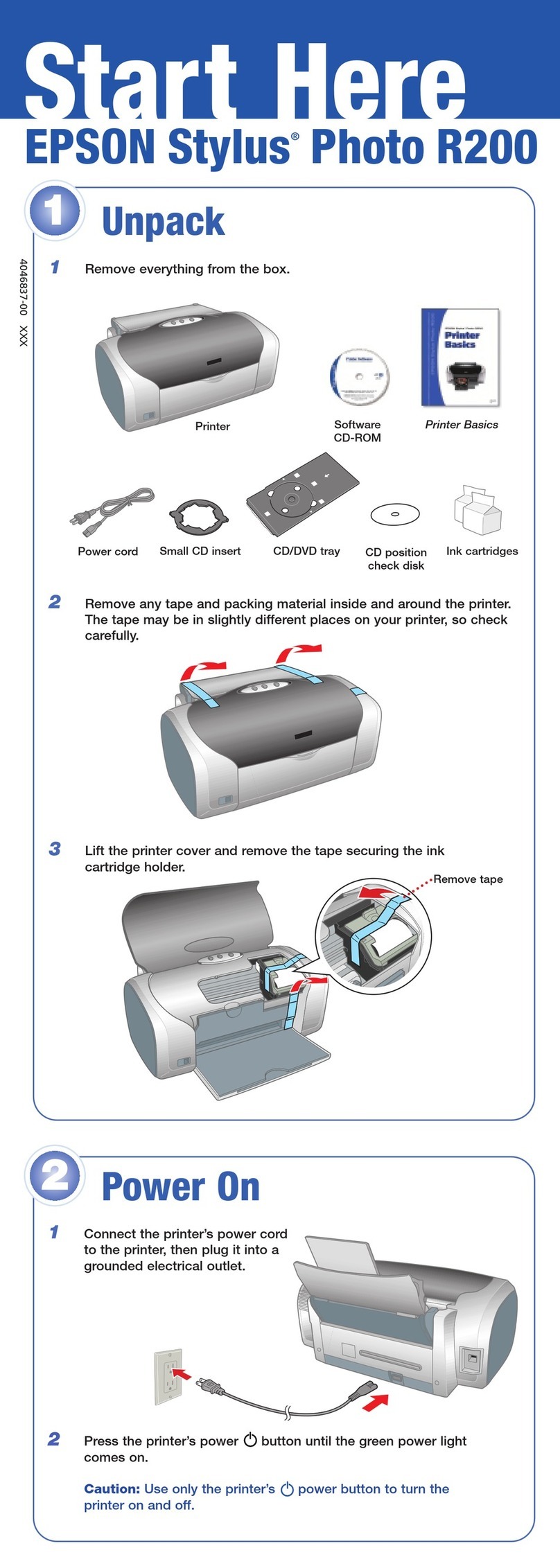 Epson R200 - Stylus Photo Color Inkjet Printer Instruction Manual