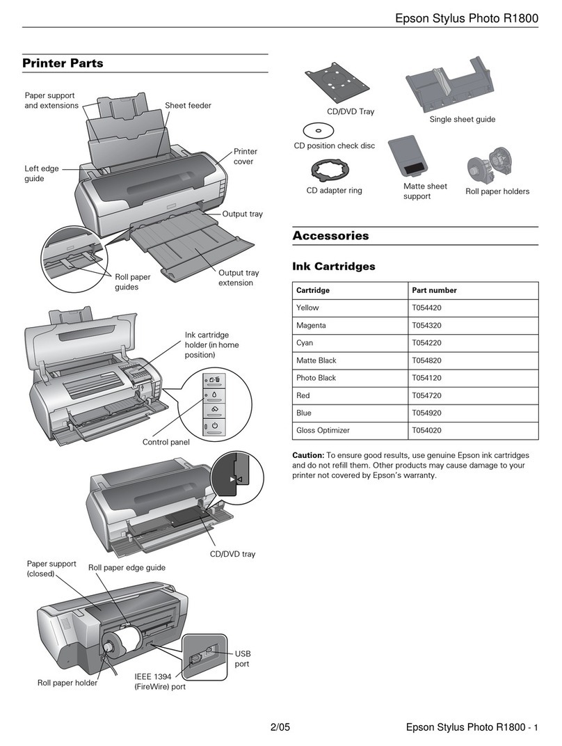 Epson R1800 - Stylus Photo Color Inkjet Printer User manual