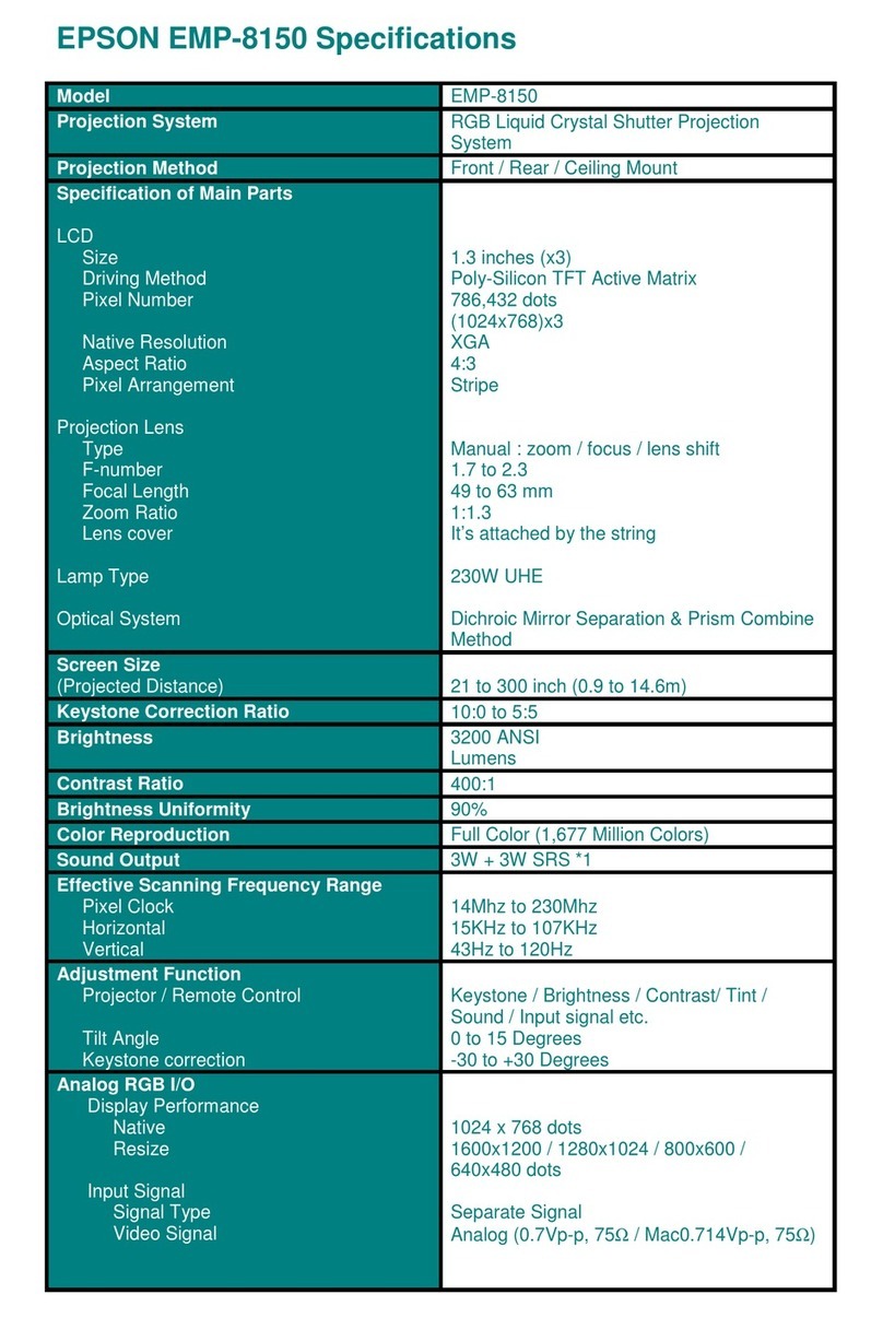 Epson EMP-8150 - XGA LCD Projector User manual