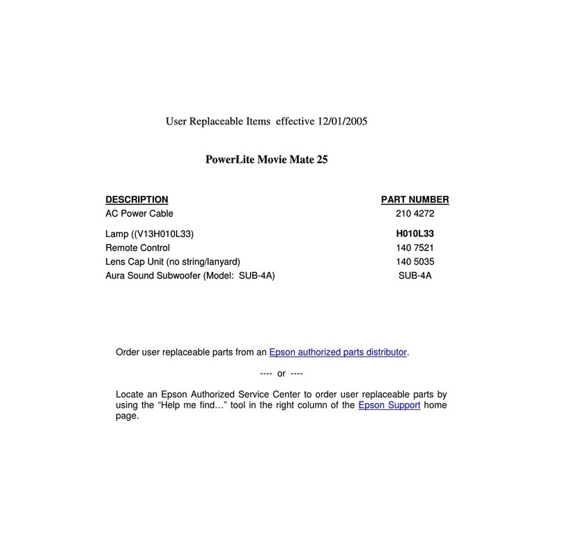 Epson MovieMate 25 Manual