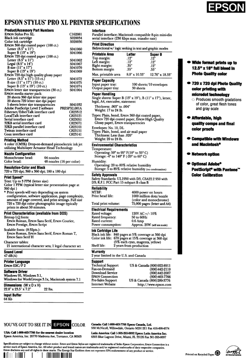 Epson Stylus Pro XL User manual