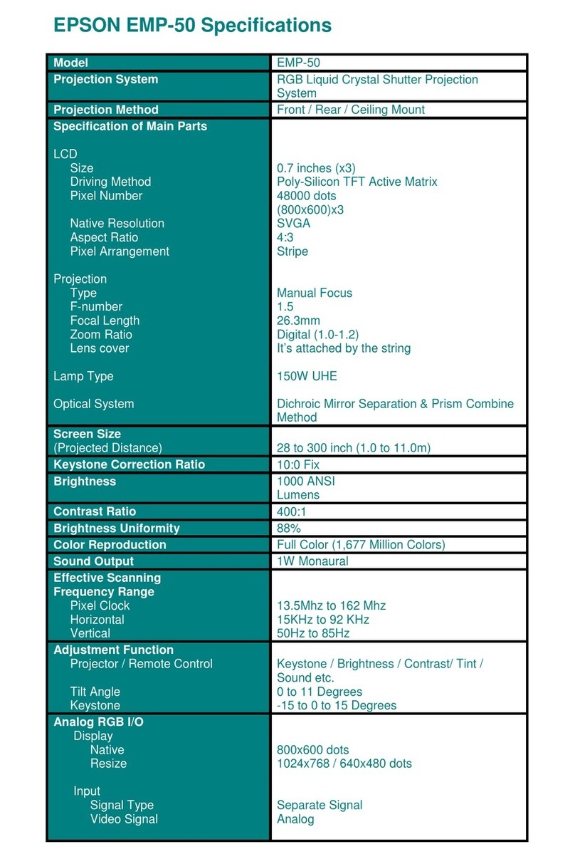 Epson EMP-50 Specifications
