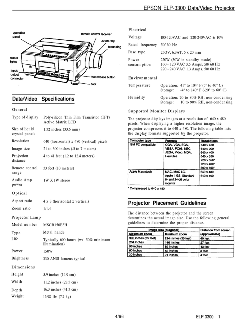 Epson ELP-3300 - Data/Video Projector User manual