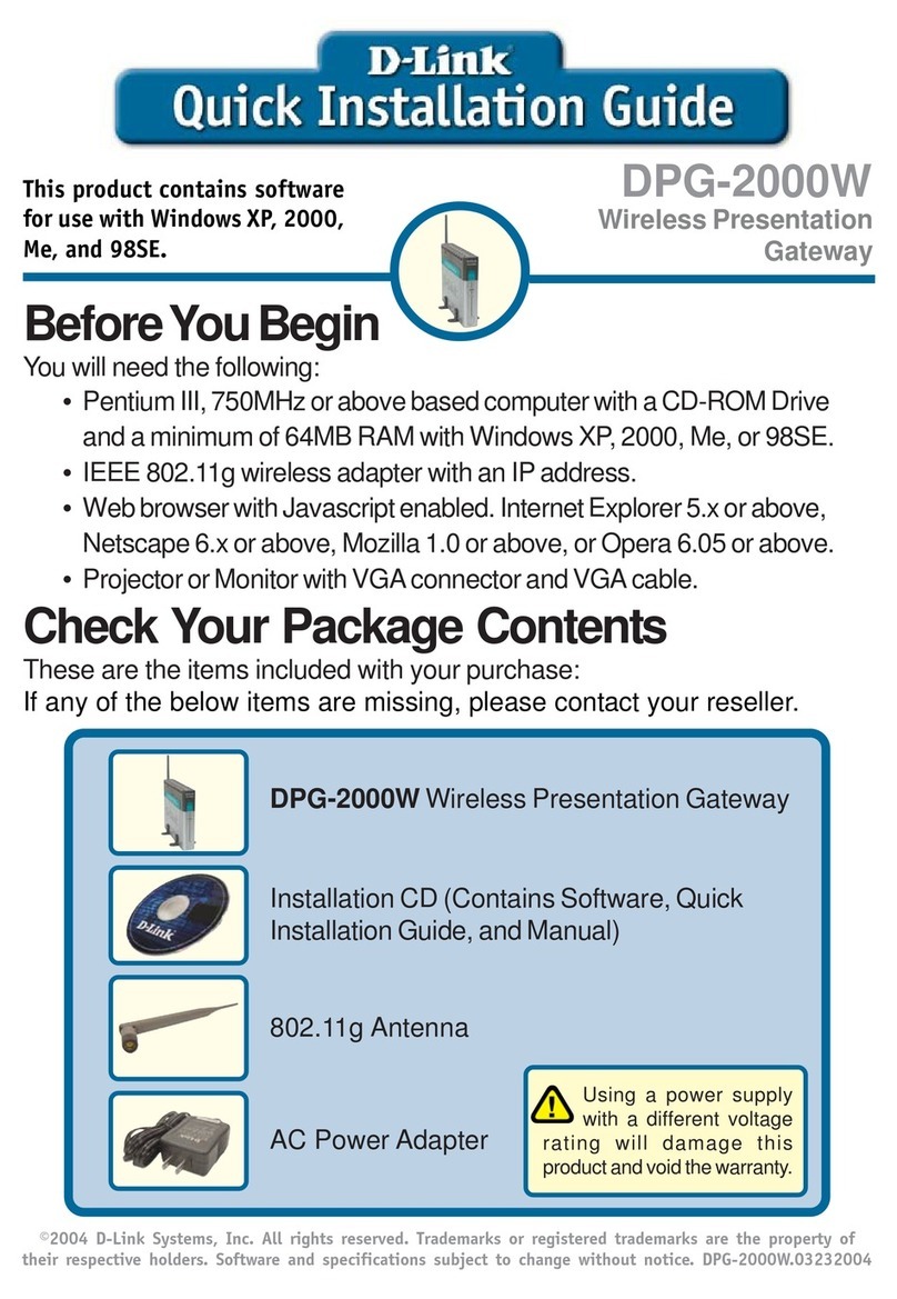 D-Link DPG-2000W - AirPlus G Wireless Presentation... User manual D-Link DPG-2000W - AirPlus G Wireless Presentation... User manual