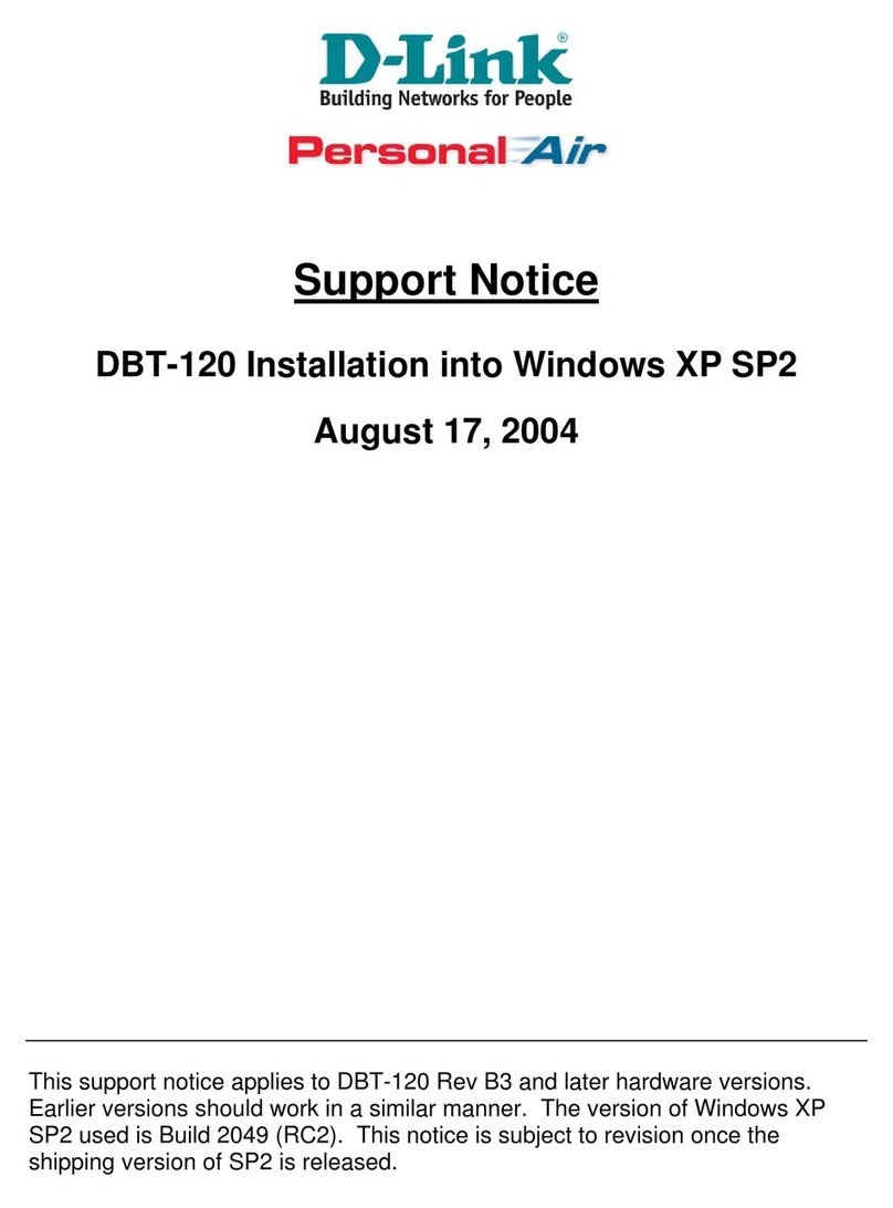 D-Link PersonalAir DBT-120 Dimensions D-Link PersonalAir DBT-120 Dimensions