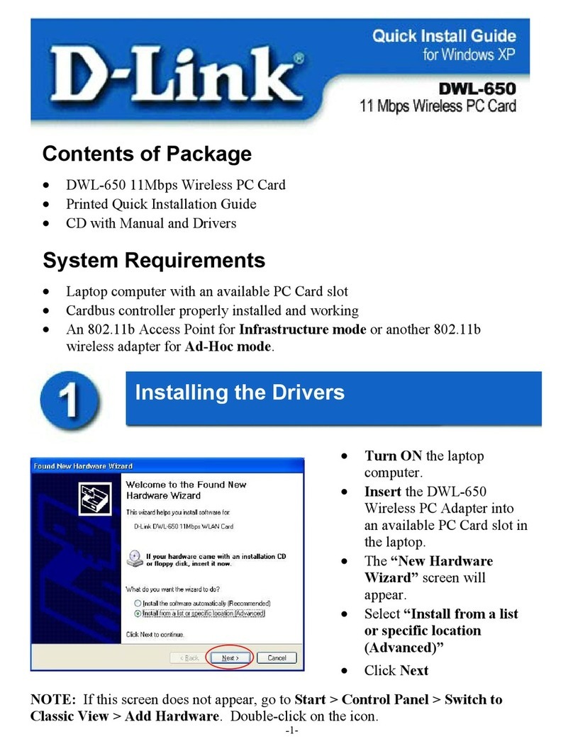 D-Link PCMCIA WIRELESS ASAPTER DWL-650 User manual
