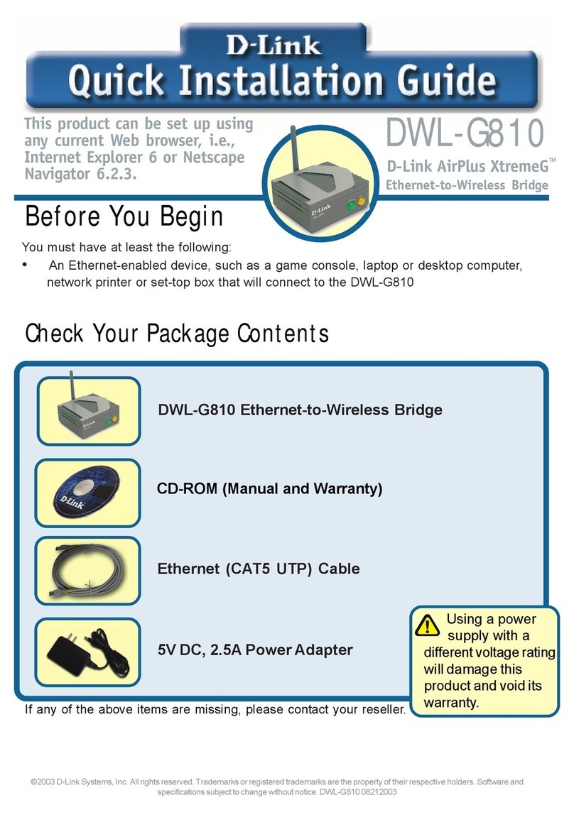 D-Link AirPlus XtremeG Ethernet-to-Wireless Bridge... User manual D-Link AirPlus XtremeG Ethernet-to-Wireless Bridge... User manual