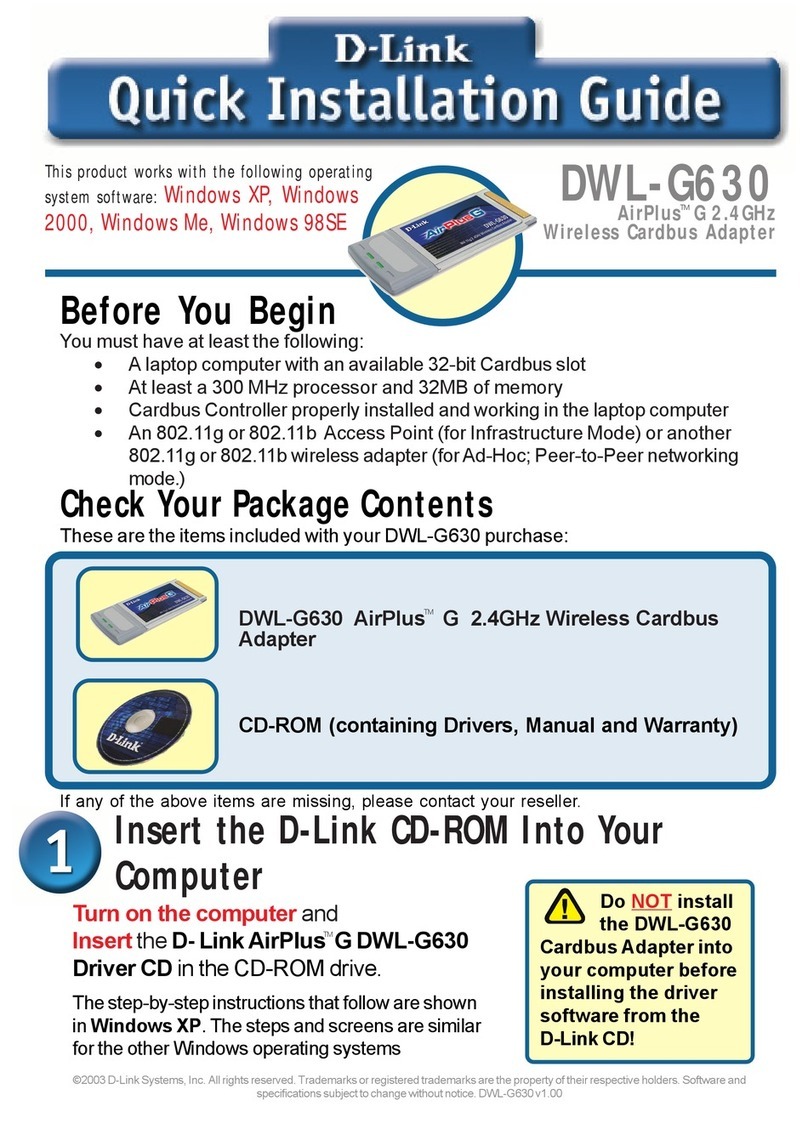 D-Link DWL-G630 - AirPlus G 802.11g Wireless PC... User manual D-Link DWL-G630 - AirPlus G 802.11g Wireless PC... User manual