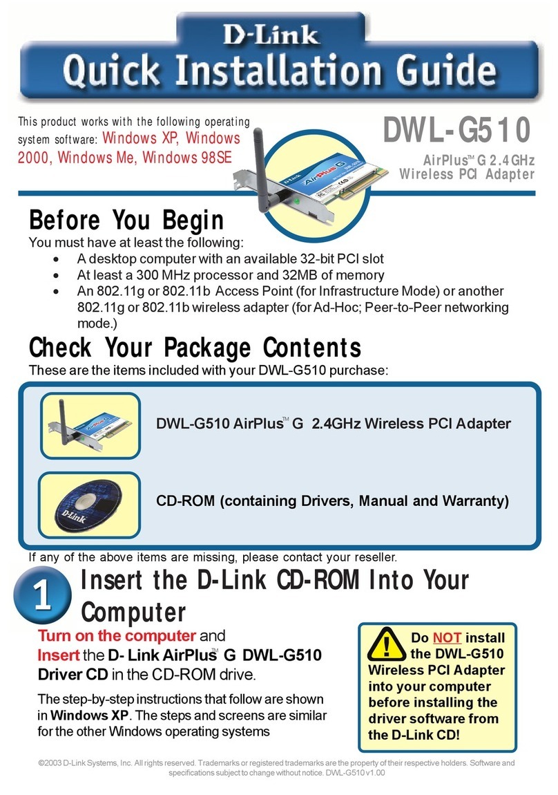 D-Link AirPlus G DWL-G510 Operator's manual D-Link AirPlus G DWL-G510 Operator's manual