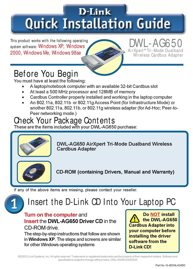 D-Link Air Xpert DWL-AG650 User manual