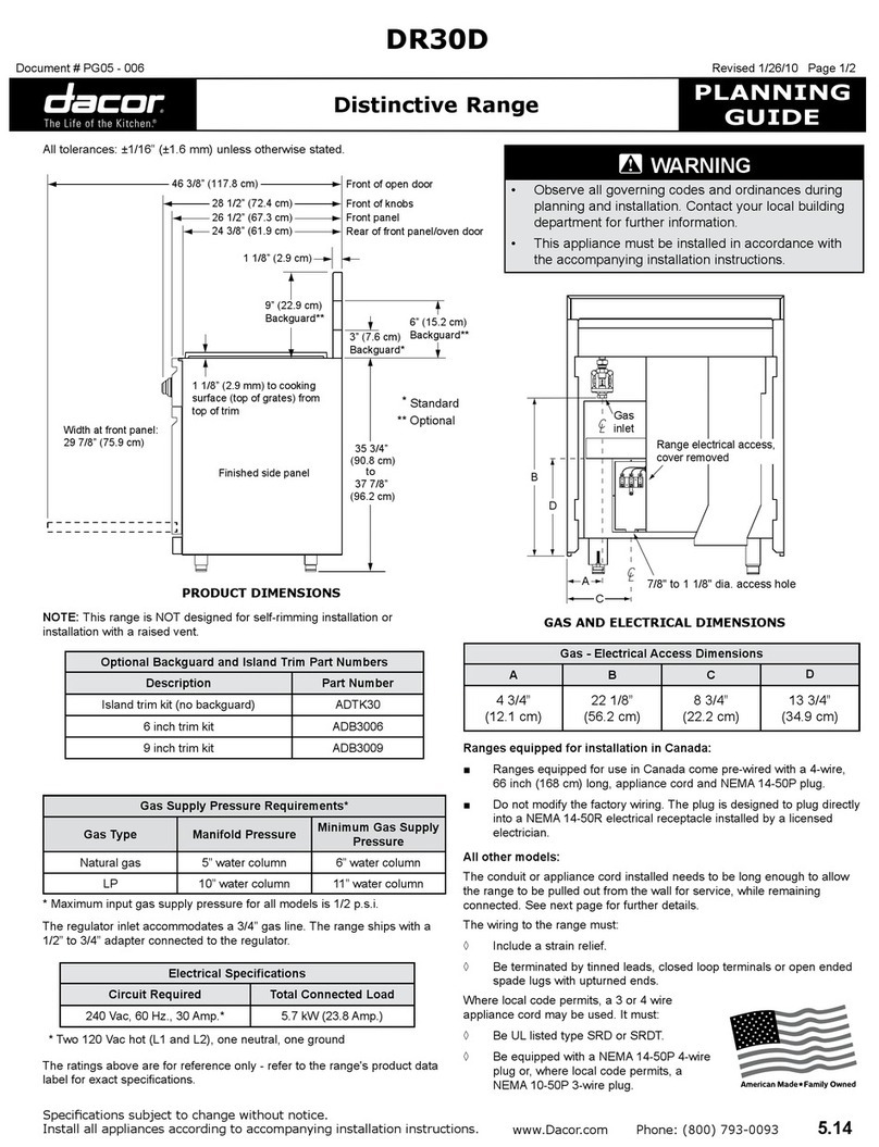 Dacor Millenia DR30D Technical manual