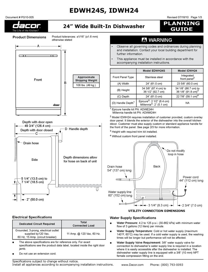 Dacor EDWH24S Planning guide