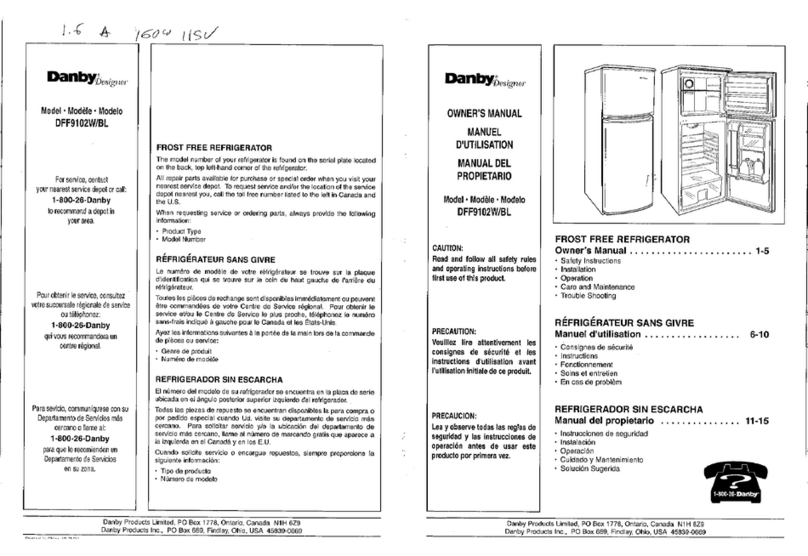 Danby DFF9102 owner's manual