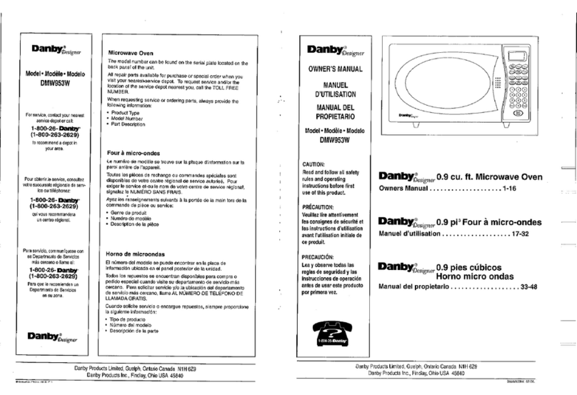 Danby Designer DMW953W owner's manual