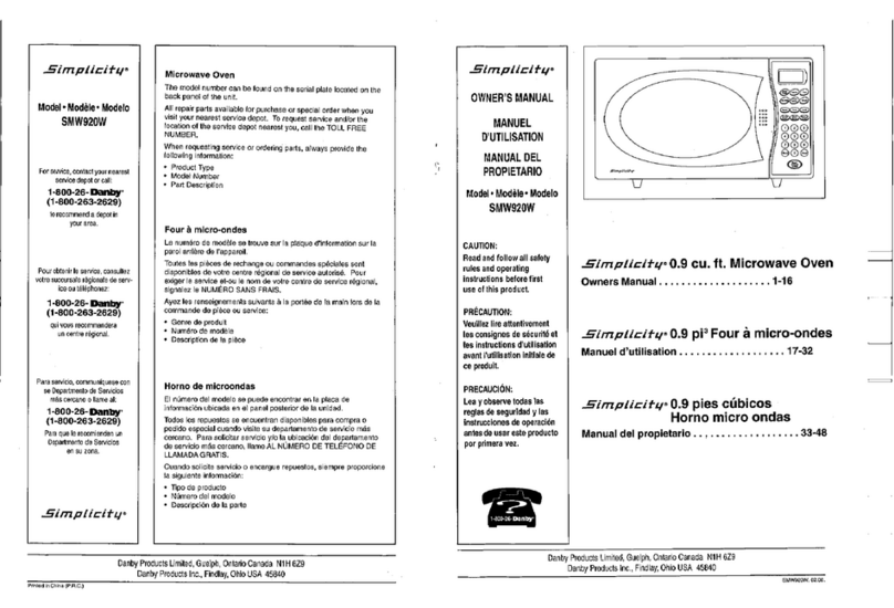 Danby Simplicity SMW920W User manual