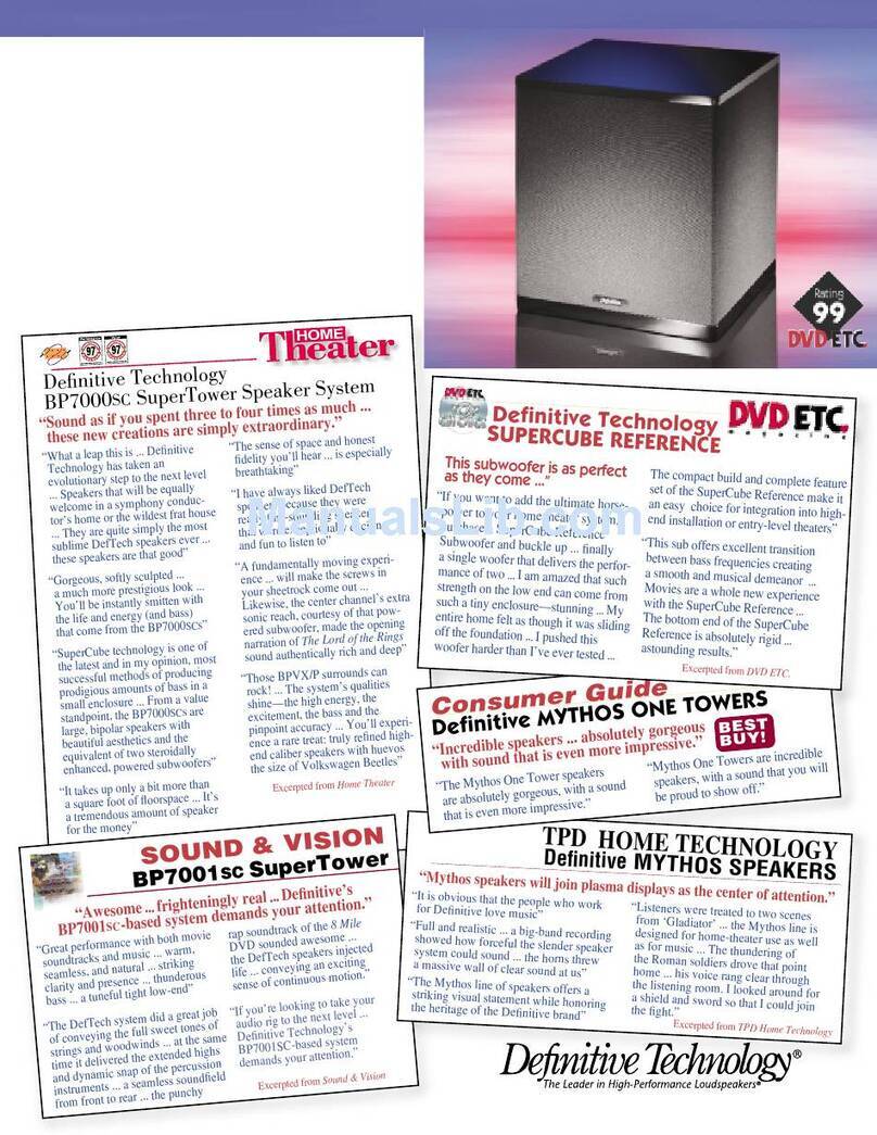 Definitive Technology SuperTower BP7000SC User manual