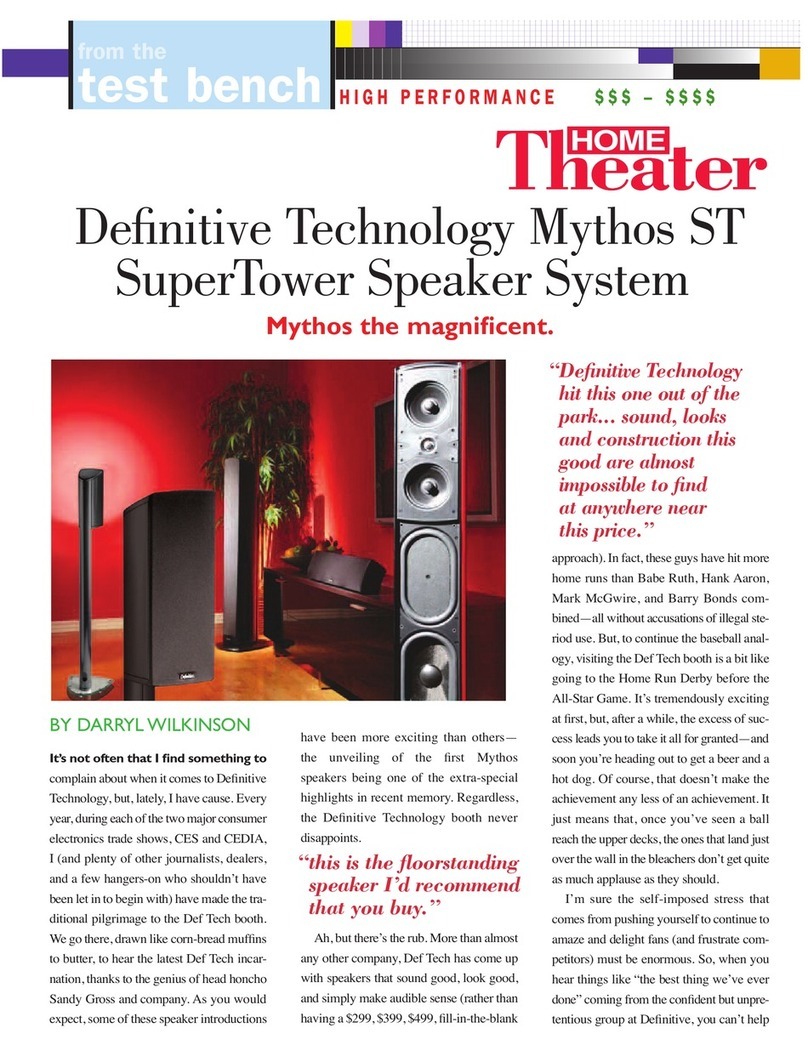 Definitive Technology Mythos Eight User manual