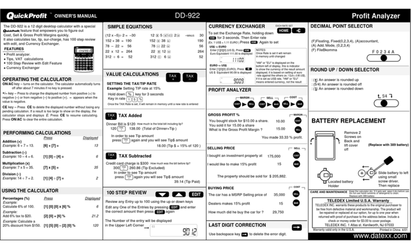 Datexx QuickProfit DD-922 User manual