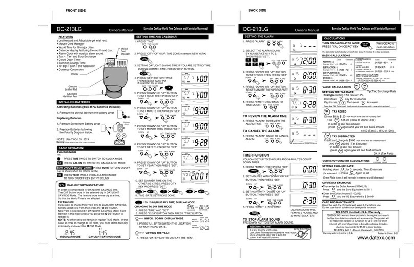 Datexx DC-213LG User manual Datexx DC-213LG User manual