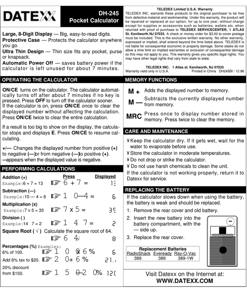 Datexx DH-245 User manual Datexx DH-245 User manual