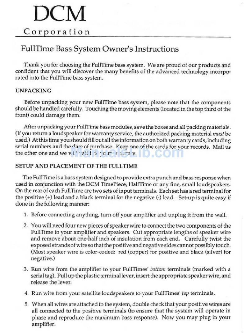 Dcm FullTime Owner's instructions