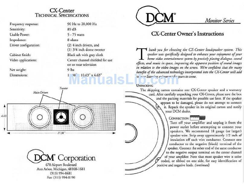 Dcm CX-Center Owner's instructions