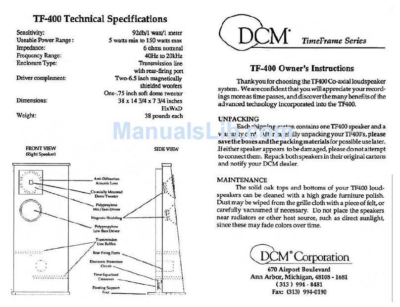 Dcm Time Frame TF400 Owner's instructions