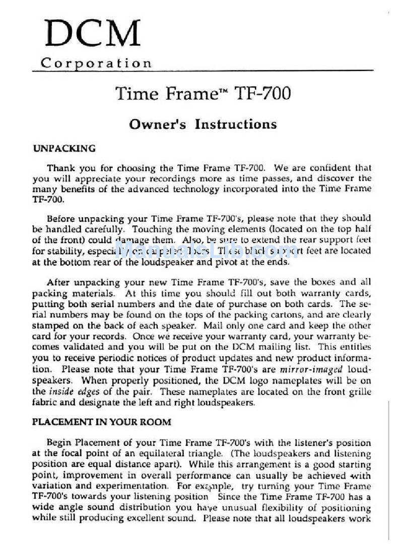 Dcm Time Frame TF700 User manual