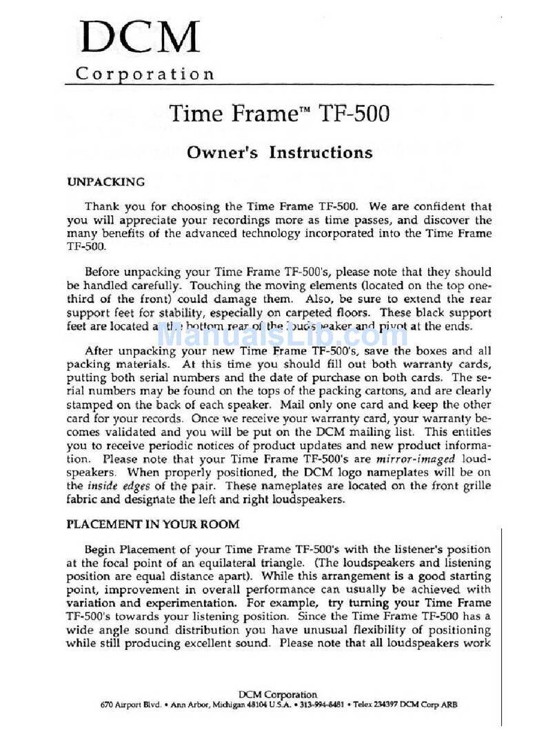 Dcm Time Frame TF500 User manual