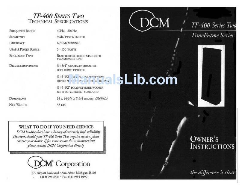 Dcm Time Frame TF400 Series Two Owner's instructions