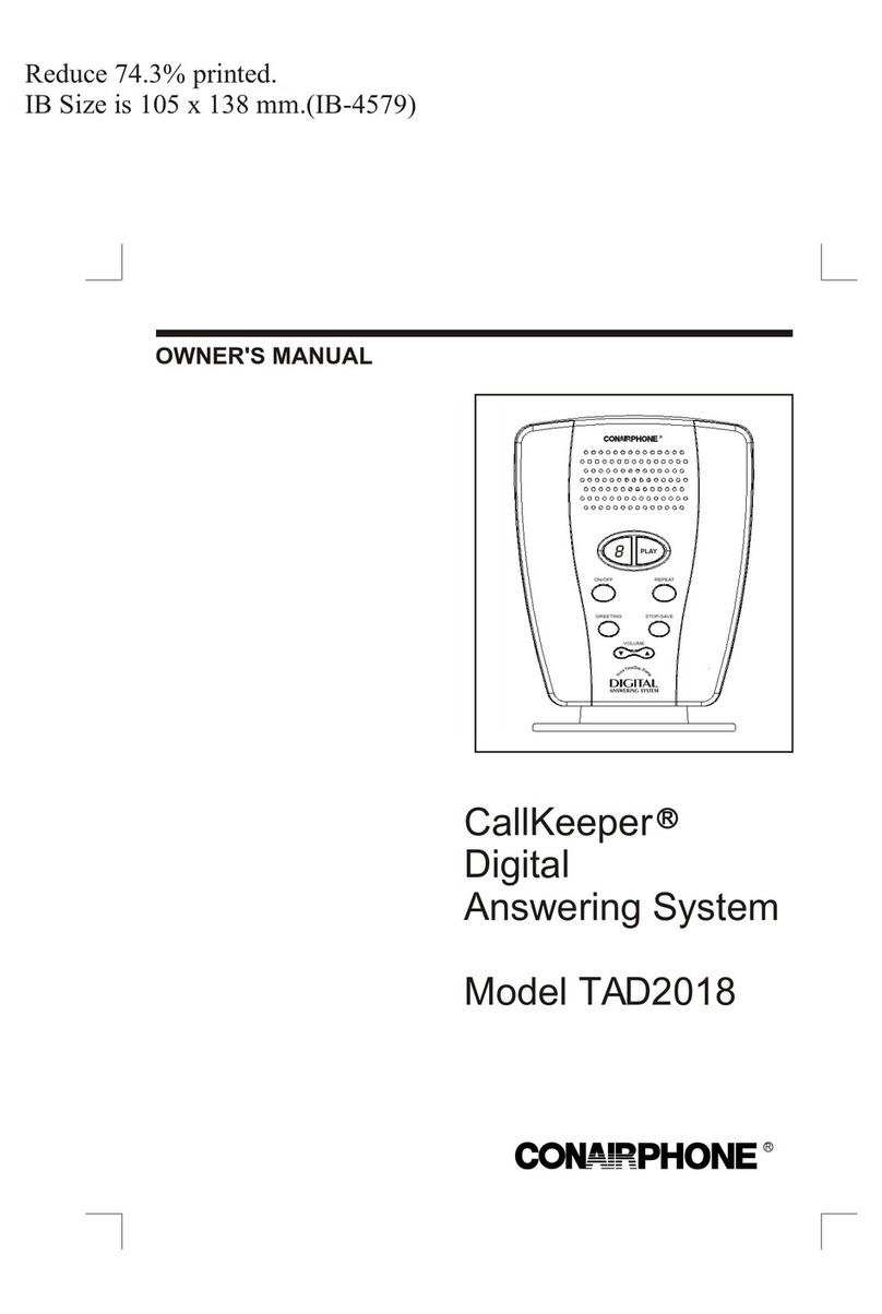 Conairphone TAD2018 owner's manual Conairphone TAD2018 owner's manual