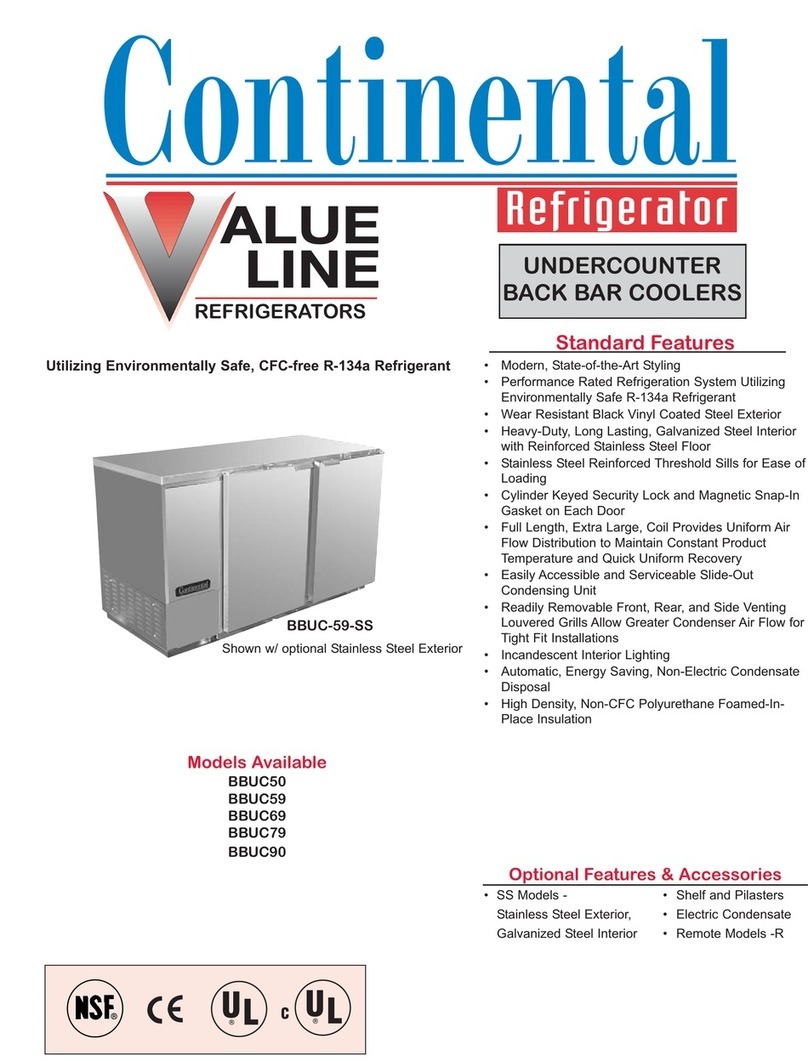 Continental Refrigerator BBUC50 Specifications