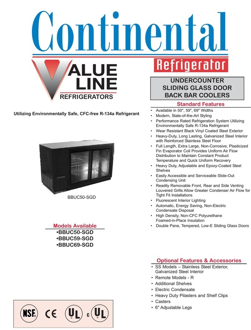 Continental Refrigerator BBUC50-SGD Specifications