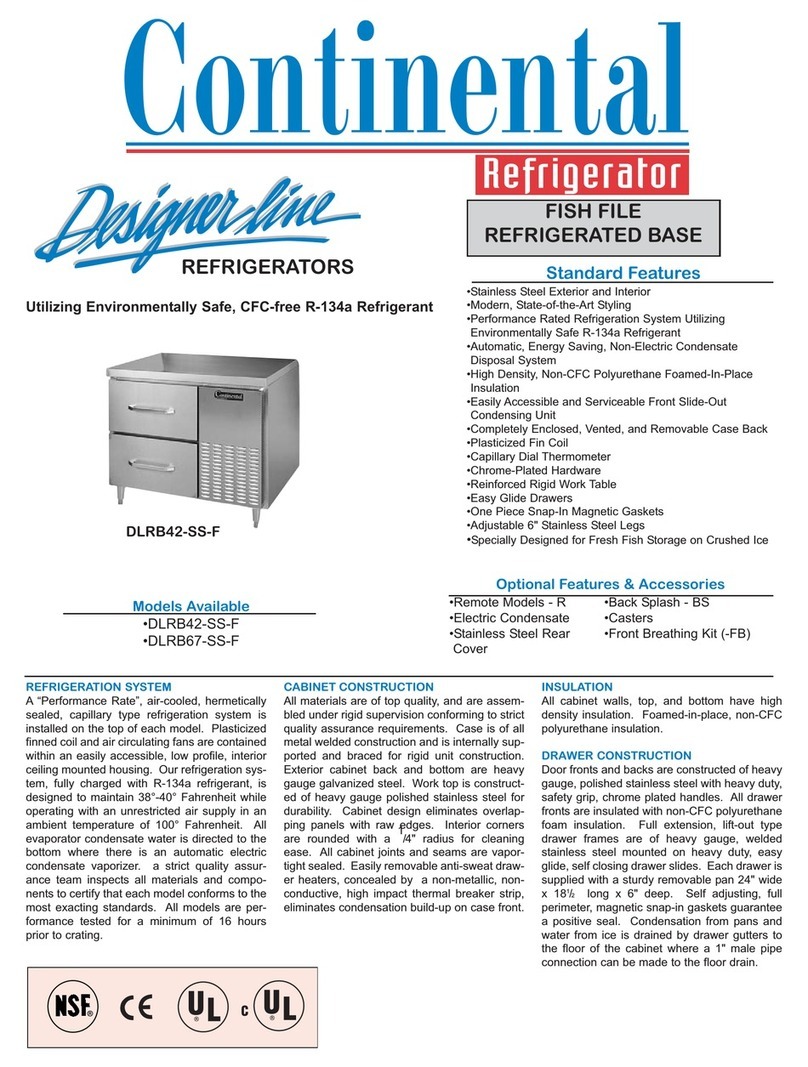 Continental Refrigerator DLRB42-SS-F Specifications