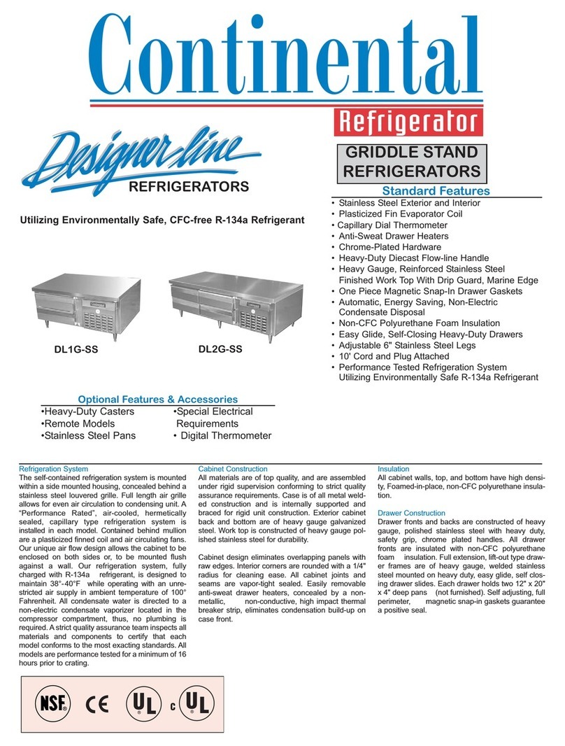 Continental Refrigerator DL1G-SS Specifications