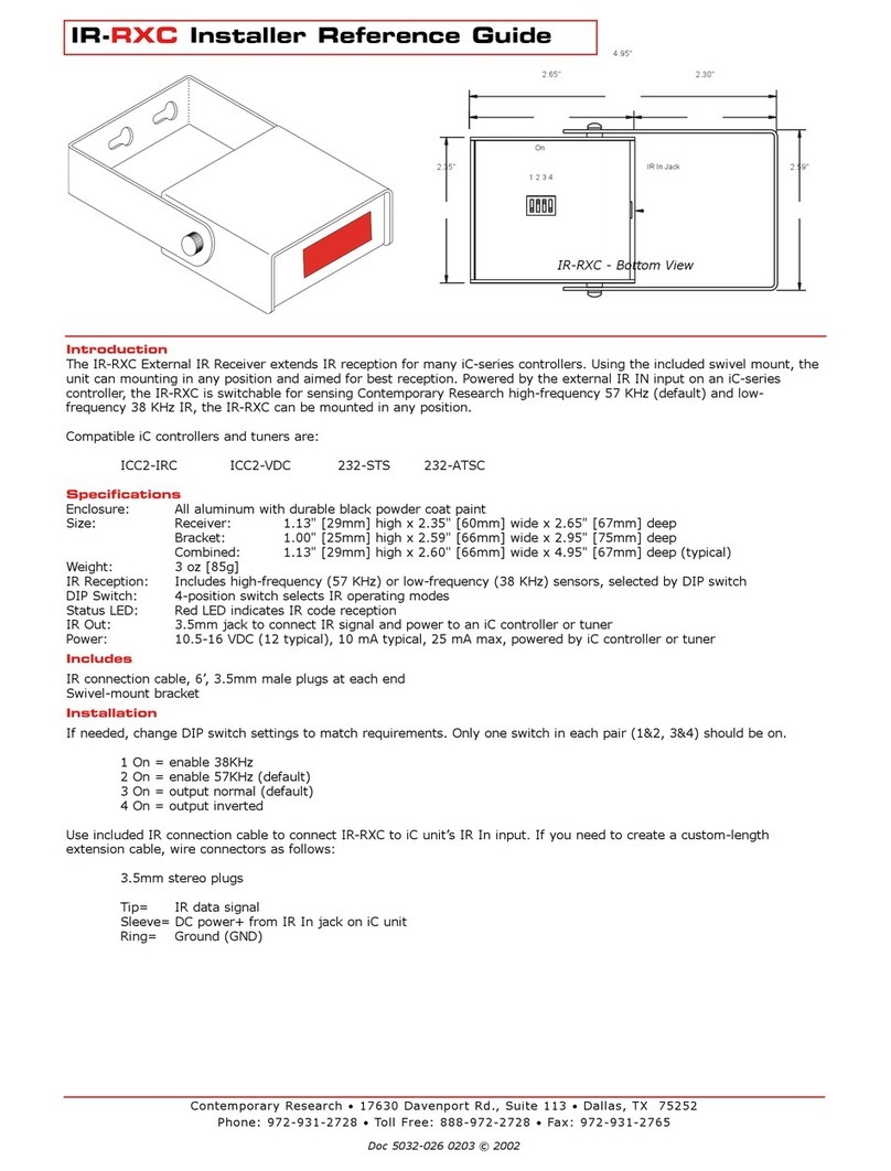 Contemporary Research IR-RXC Installer's reference guide Contemporary Research IR-RXC Installer's reference guide